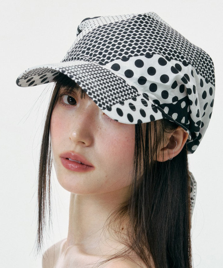 Japanese Style Black White Dot Bow Baseball Cap Hat
