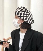 Japanese Style Black White Plaid Beret Hat