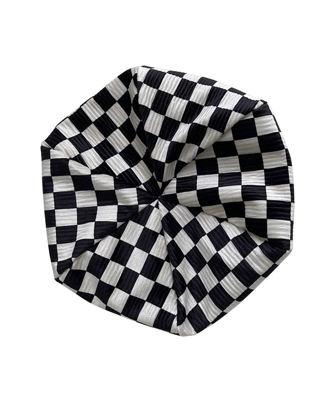 Japanese Style Black White Plaid Beret Hat