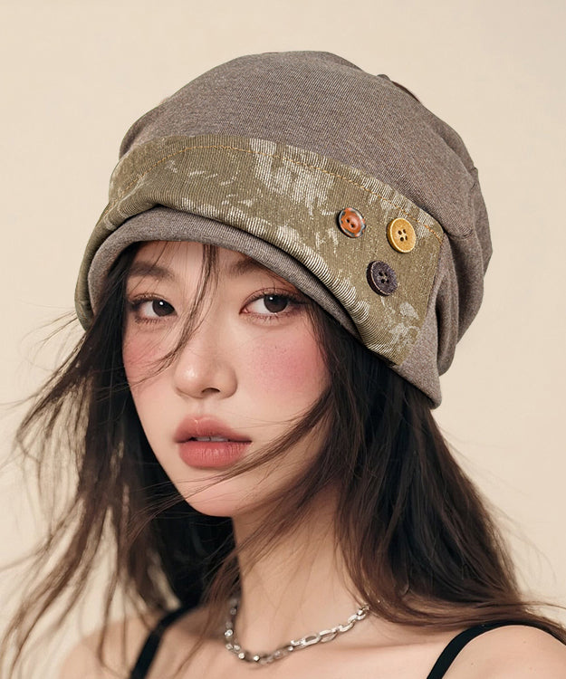 Japanese Style Coffee Versatile Splicing Button Boonie Hat