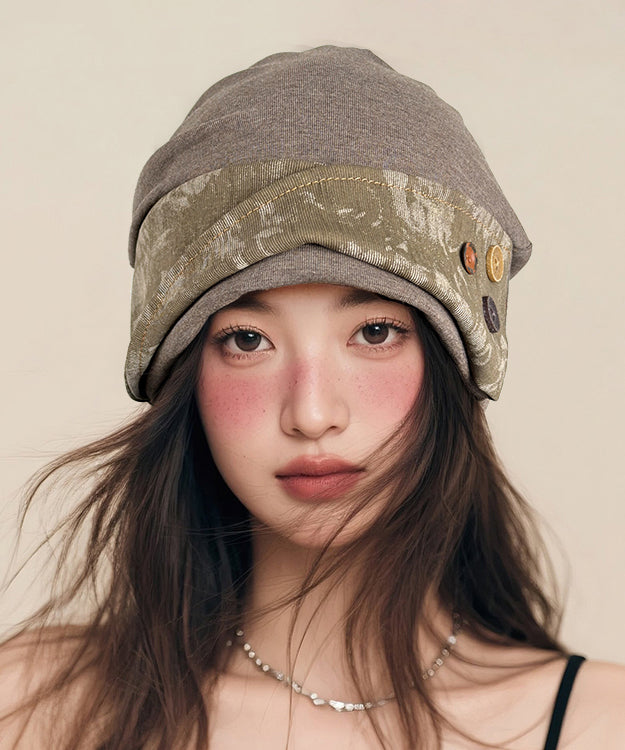 Japanese Style Coffee Versatile Splicing Button Boonie Hat