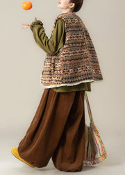 Japanese Style Faux Fur Vest Lace Patchwork Top And Pants 3 Piece Outfit Winter