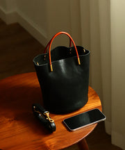 Japanese Style Green Calf Leather Bucket Bag