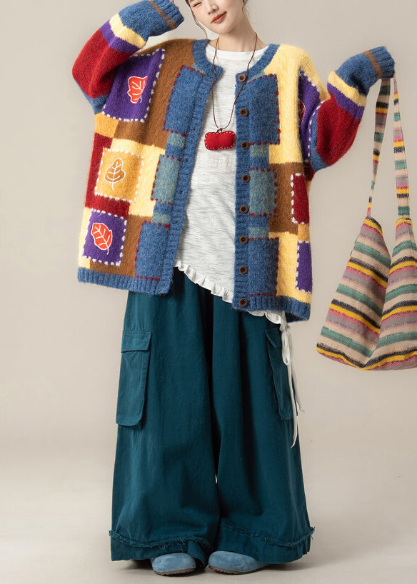 Japanese Style Plaid Sweater Coat T Shirt Pants Set Winter