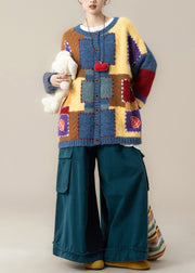 Japanese Style Plaid Sweater Coat T Shirt Pants Set Winter