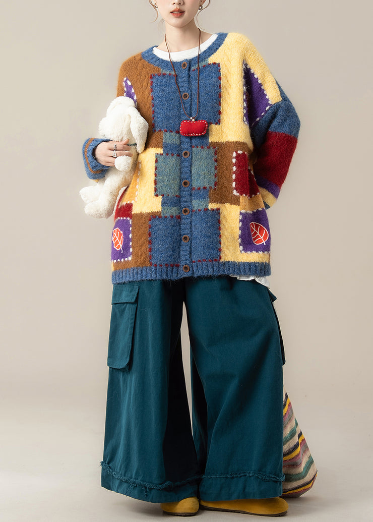 Japanese Style Plaid Sweater Coat T Shirt Pants Set Winter