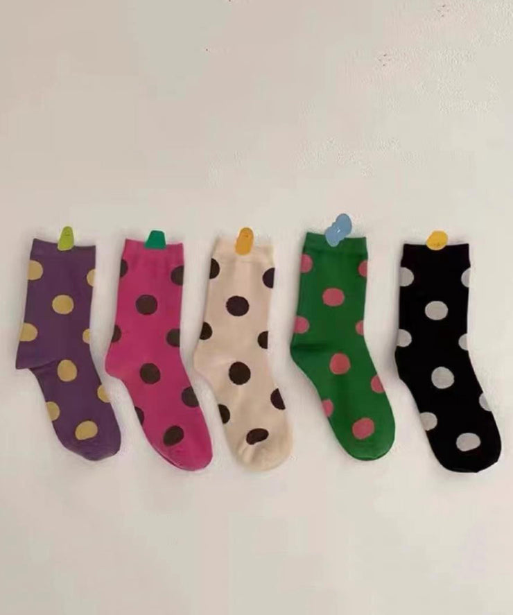 Japanese Style Sweet Dot Jacquard Versatile Crew Socks