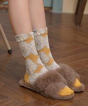 Japanese Style Sweet Jacquard Mid Calf Socks Autumn
