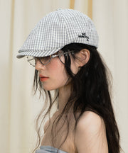 Japanese Style Thin Fashion Blue White Plaid Breton Hat