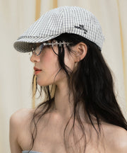 Japanese Style Thin Fashion Blue White Plaid Breton Hat