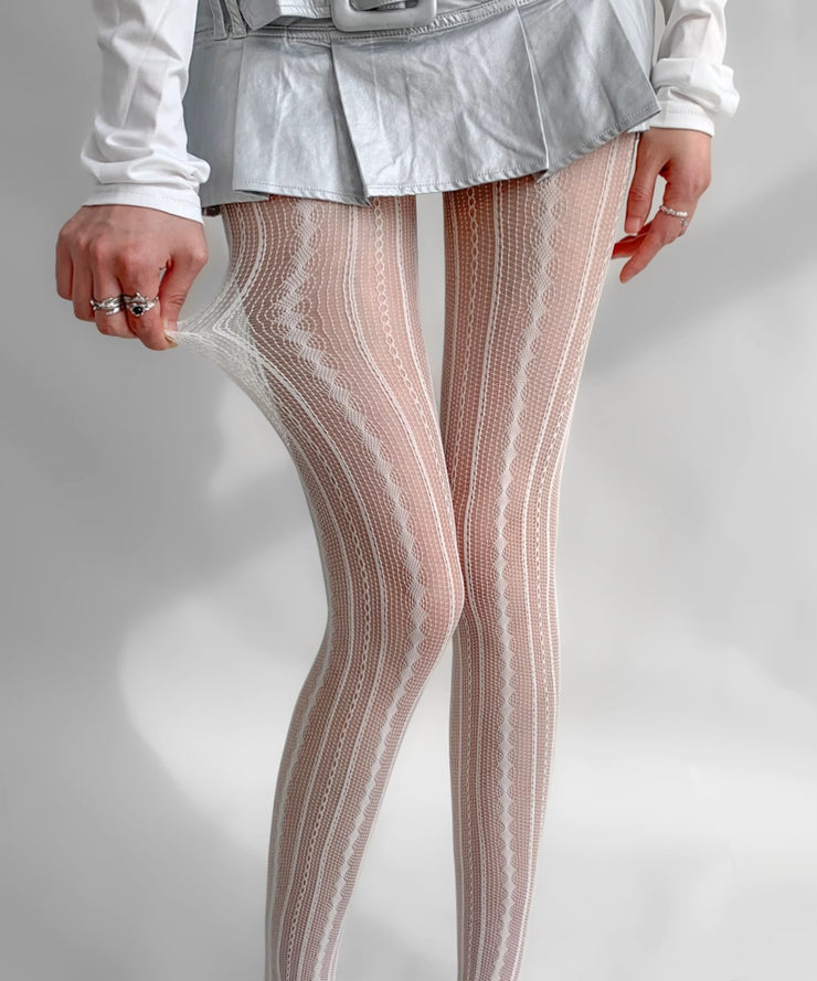 Japanese Style Thin Striped Mesh Grey Stockings
