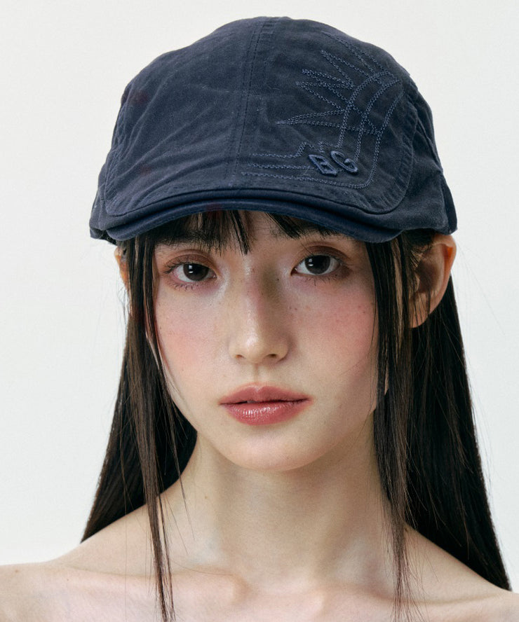 Japanese Style Versatile Navy Embroidered Breton Hat