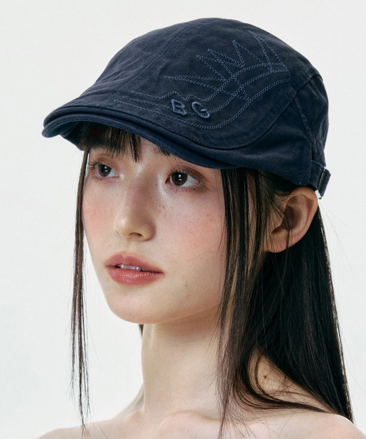 Japanese Style Versatile Navy Embroidered Breton Hat
