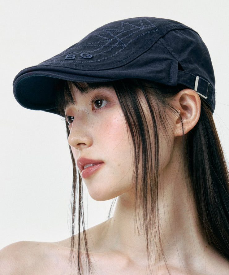 Japanese Style Versatile Navy Embroidered Breton Hat