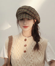 Japanese Style Yellow Plaid Breton Hat