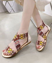 Khaki Sandals Cotton Fabric Stylish Splicing Sandals