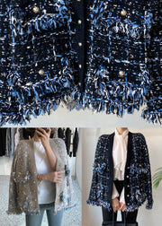 Khaki Tasseled Pockets Knitted Cotton Coat V Neck