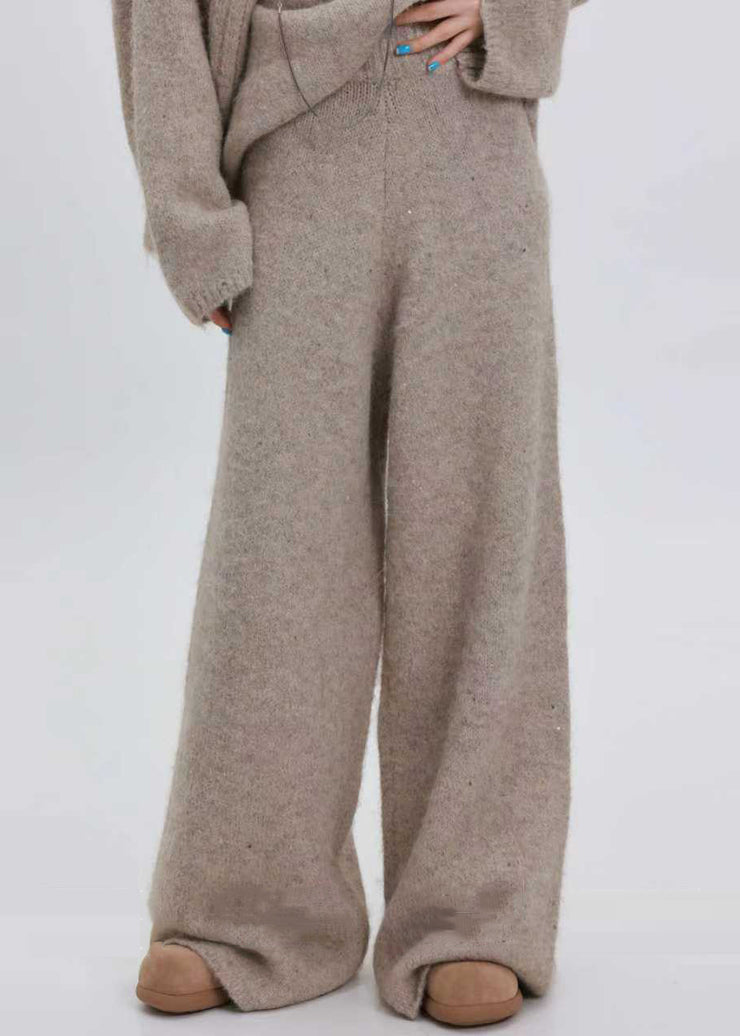 Khaki Warm Knit Cozy Two Pieces Set Sequins Winter