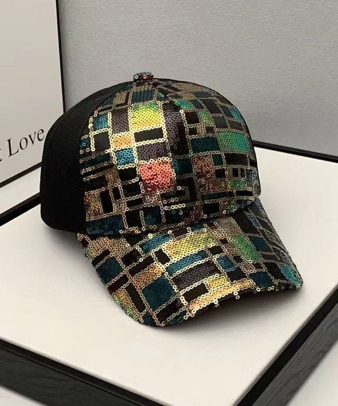 Korean Casual Black Sequin Breathable Baseball Cap Hat