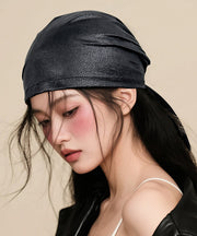 Korean Design Black Spicy Girl Faux Leather Boonie Hat