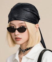 Korean Design Black Spicy Girl Faux Leather Headband Thin Style