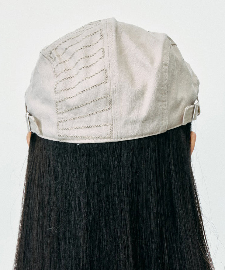 Korean Japanese Versatile Beige Patchwork Breton Hat