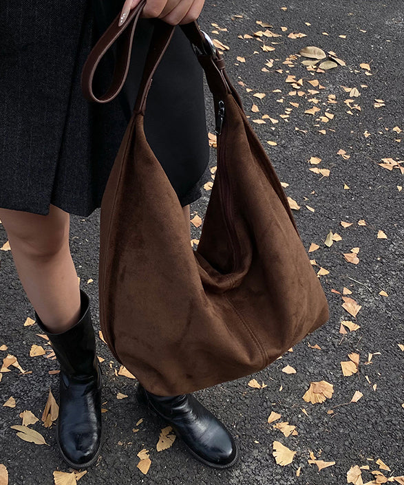 Korean Style Coffee Suede Versatile Shoulder Bag