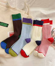 Korean Style Colorblock Spring Autumn Mid Calf Socks