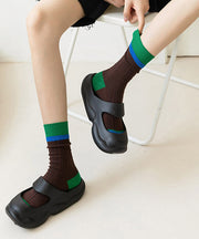 Korean Style Colorblock Spring Autumn Mid Calf Socks