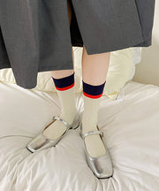 Korean Style Colorblock Spring Autumn Mid Calf Socks