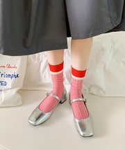 Korean Style Colorblock Spring Autumn Mid Calf Socks