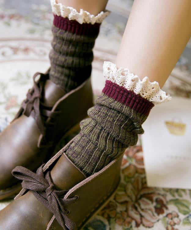 Korean Style Lace Patchwork Autumn Winter Mid Calf Socks