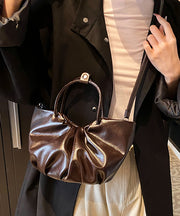 Korean Style Versatile Green Wrinkled Faux Leather Tote Bag