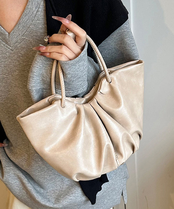 Korean Style Versatile Green Wrinkled Faux Leather Tote Bag