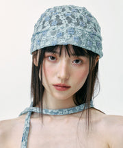 Korean Version Blue Floral Breathable Thin Lace Boonie Hat