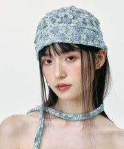 Korean Version Blue Floral Breathable Thin Lace Boonie Hat