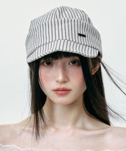 Korean Version Versatile Grey White Stripes Breton Hat