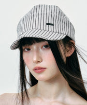 Korean Version Versatile Grey White Stripes Breton Hat