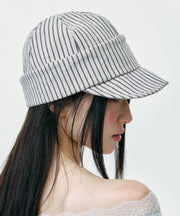Korean Version Versatile Grey White Stripes Breton Hat