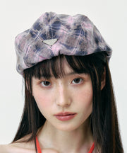 Korean Version Versatile Pink Purple Tie Dye Beret Hat