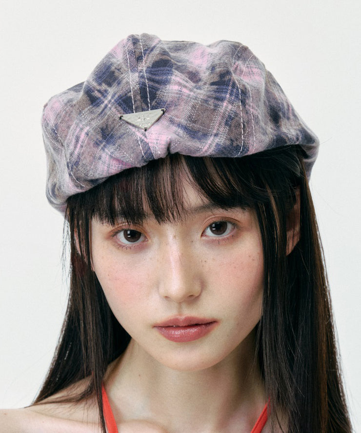 Korean Version Versatile Pink Purple Tie Dye Beret Hat