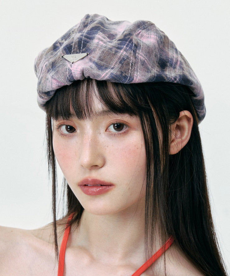 Korean Version Versatile Pink Purple Tie Dye Beret Hat