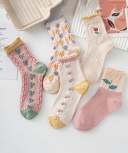 Korean Version Versatile Ruffles Jacquard Cotton Socks