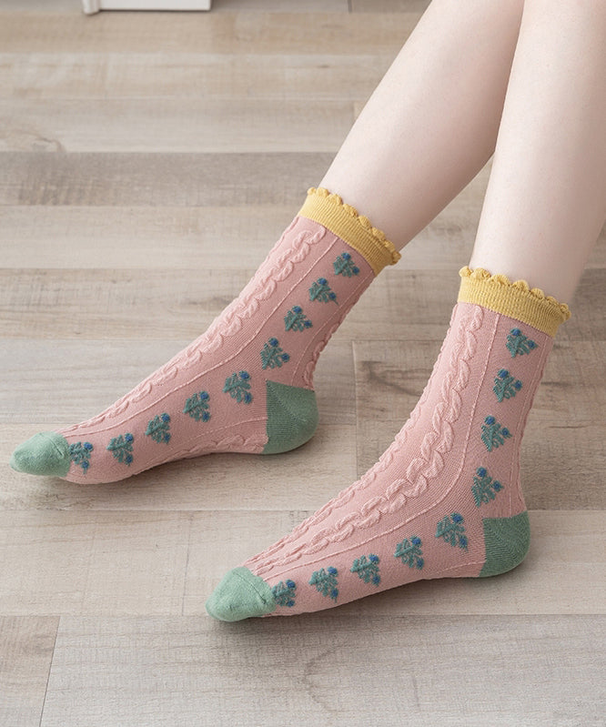 Korean Version Versatile Ruffles Jacquard Cotton Socks