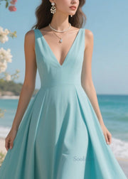 Lake Blue Patchwork Lace Chiffon Long Dress Exra Large Hem Summer