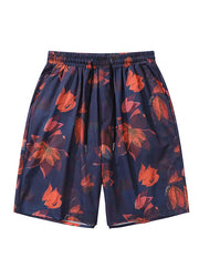 Leisure Hong Kong Style Oil Painting Floral Men Shorts Summer