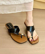 Leopard Chunky Faux Leather Unique Splicing Flip Flops