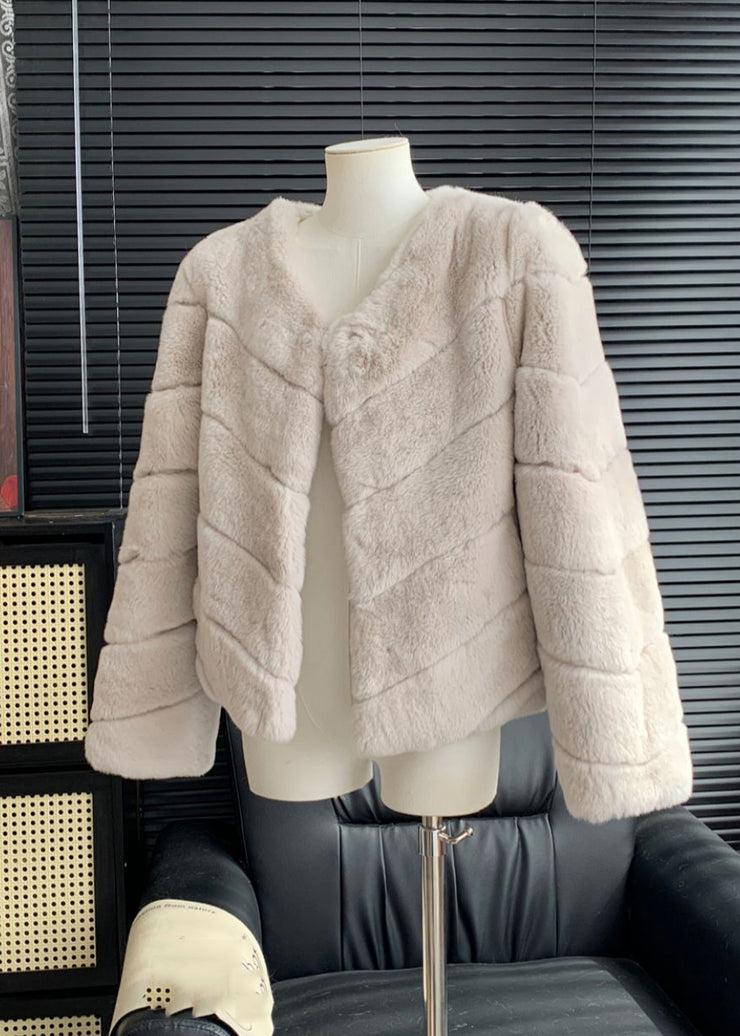 Light Blue Rabbit Hair Leather And Fur Coats Winter