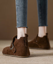 Light Brown Women Platform Suede Splicing Flat Feet Shoes