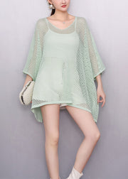 Light Green Sheer Long Smock Oversized Batwing Sleeve